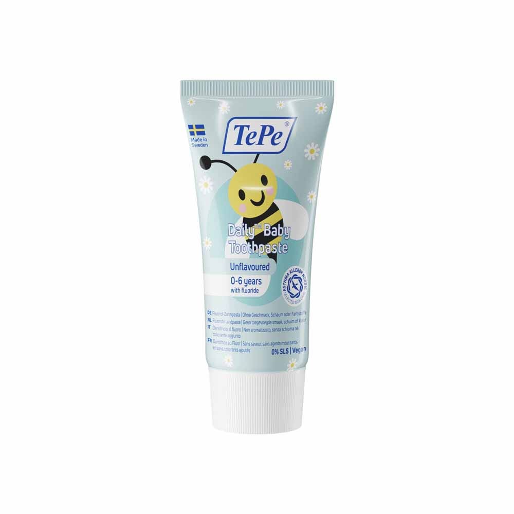 TePe Daily Pasta dentífrica con flúor para bebés de 0 a 6 años sabor neutro 50 ml