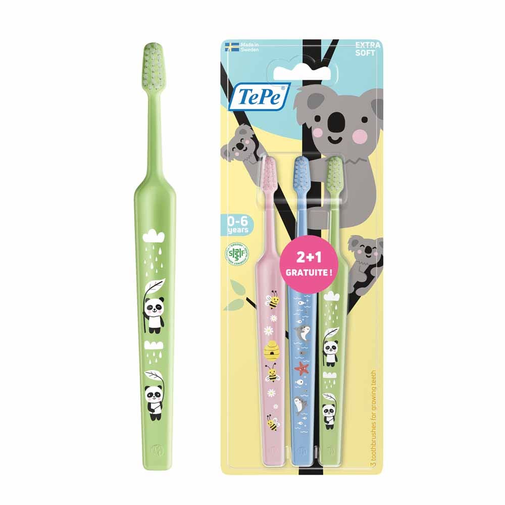 TePe Mini Extra Soft Cepillos de dientes suaves de 0 a 3 años 3 x