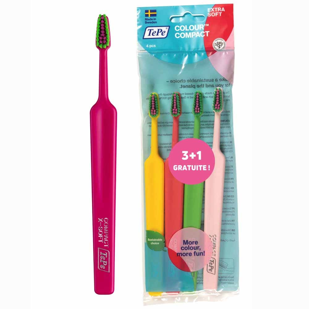 TePe Extra Soft Cepillos de dientes suaves compacto 2 x 4 unidades