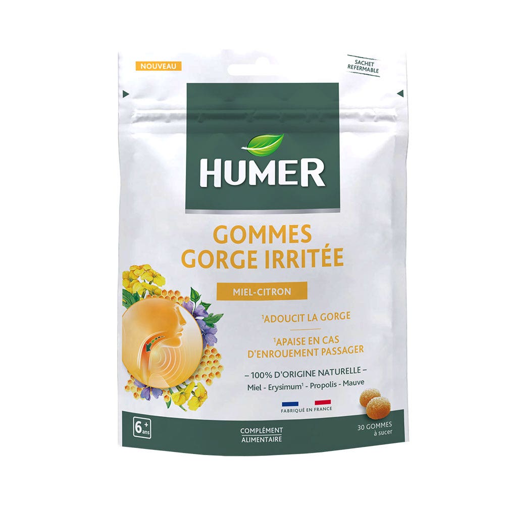 Humer Garganta irritada sabor limón 30 gominolas