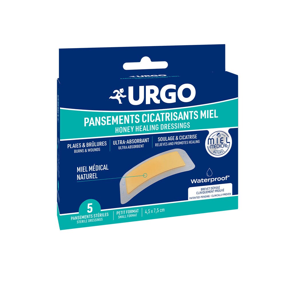 Urgo Apósitos curativos con miel 4.5x7,5 cm x5