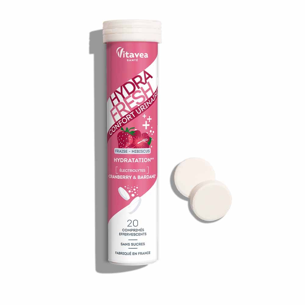 Vitavea Santé Hidratación confort urinario fresa, hibisco, arándano rojo y bardana 20 comprimidos efervescentes