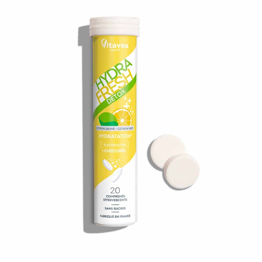Vitavea Santé Hidratación detox achicoria y diente de león sabor limón amarillo 20 comprimidos efervescentes