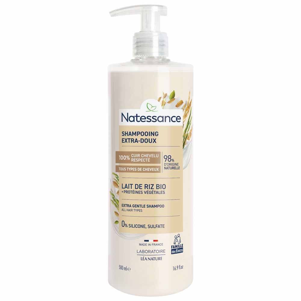 Natessance Champú extra suave leche de arroz 500 ml