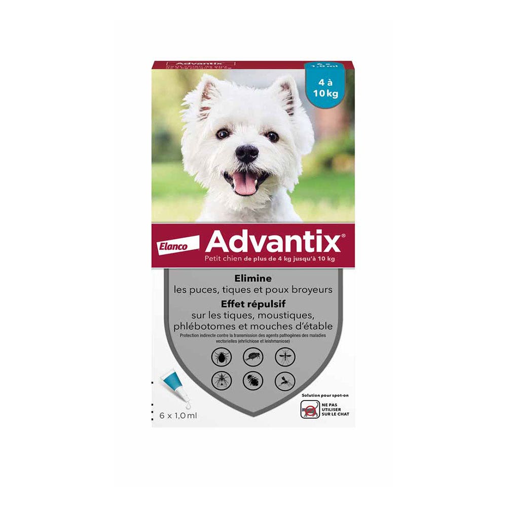 Advantix Pipetas para perro pequeño para perros de 4 a 10 kg 6 x 1,0 ml