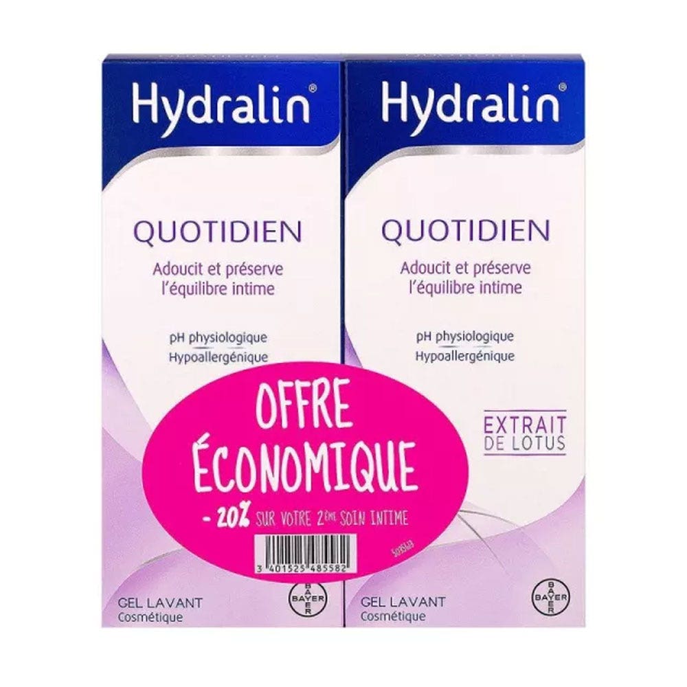 Hydralin Diario Gel limpiador Suaviza y protege 2x200 ml