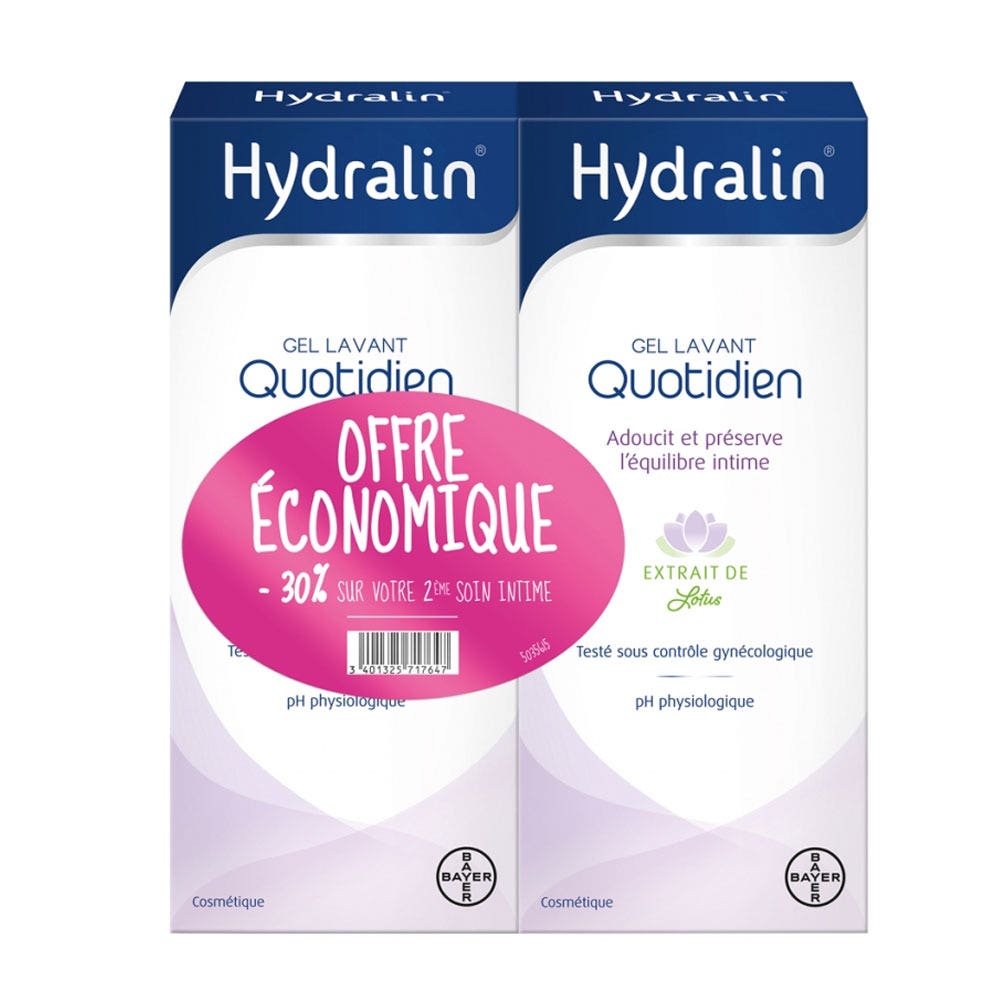 Hydralin Gel limpiador diario Suaviza y protege 2x400 ml