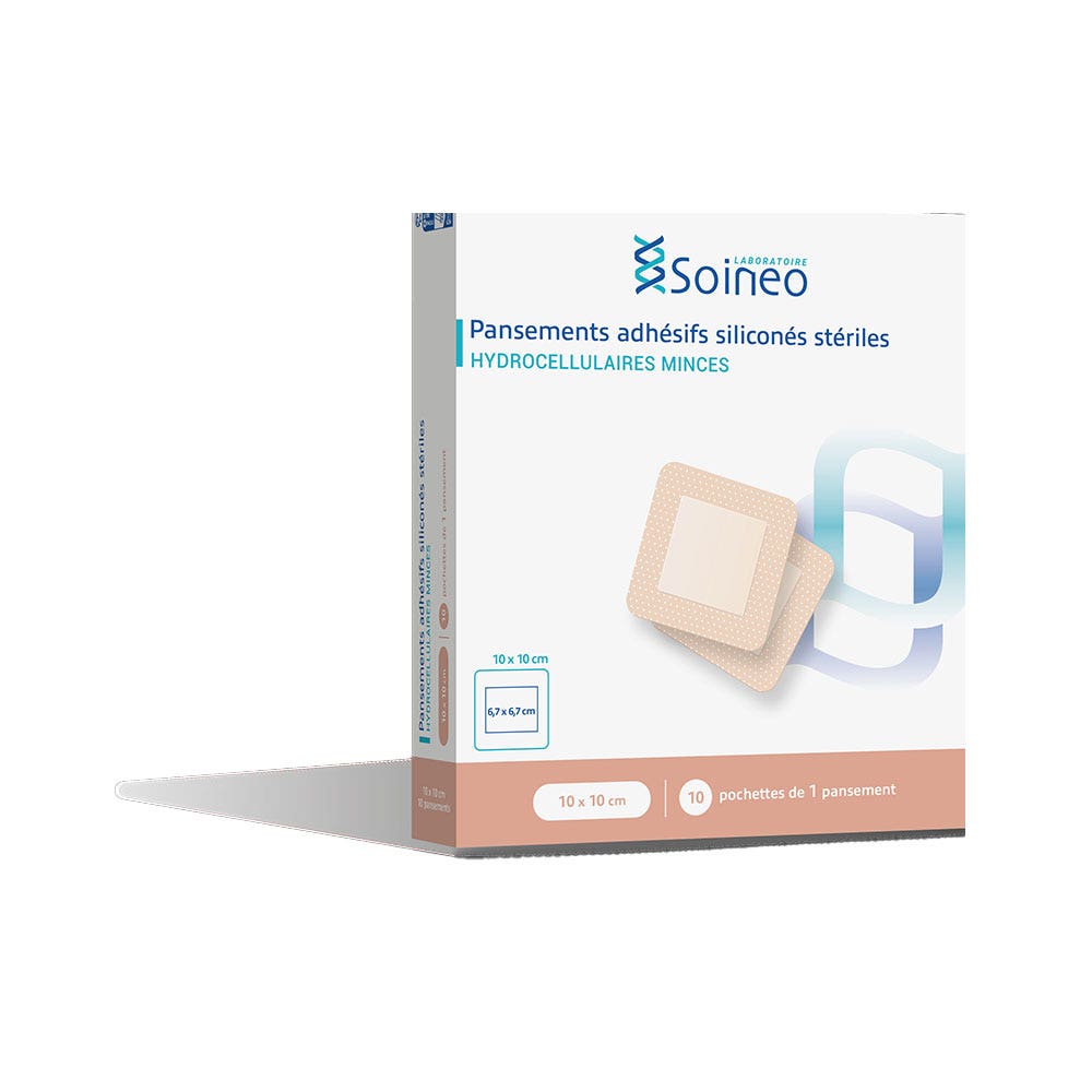 Soineo Afterpansements adhesivos hidrocelulares finos absorción media 10x10cm /10 10 unidades