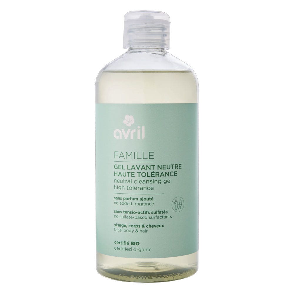 Avril Gel limpiador neutro alta tolerancia familia bio para rostro, cuerpo y cabello 500 ml
