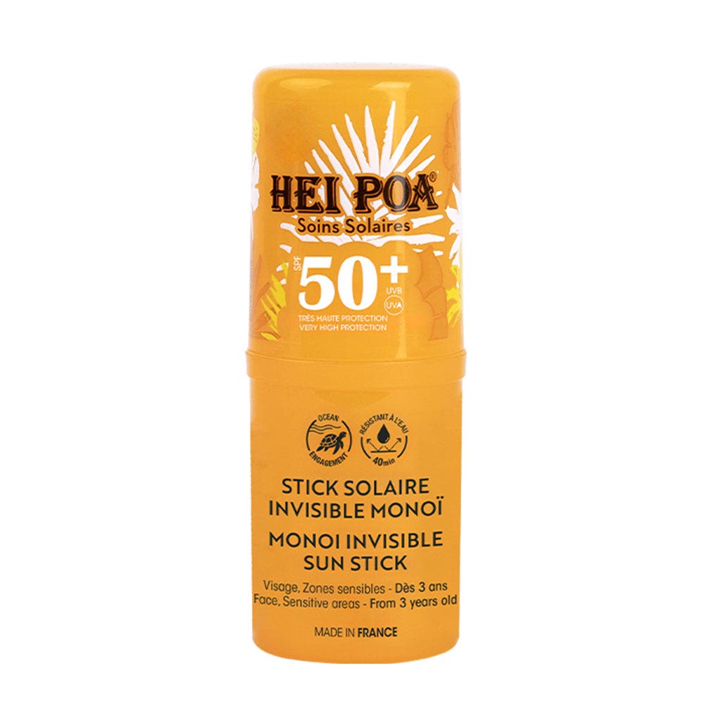 Hei Poa Stick solar invisible monoï SPF50+ 15 g