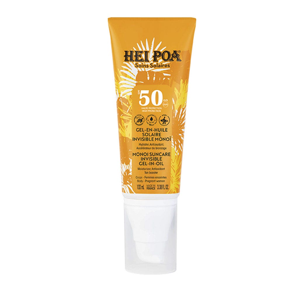 Hei Poa Gel-aceite solar invisible monoï SPF50 100 ml