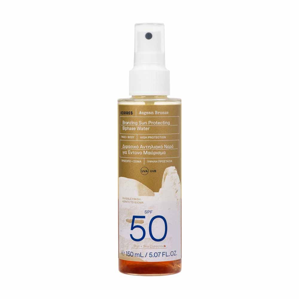 Korres Agua bifásica bronceadora Egeo protección solar SPF50 150 ml