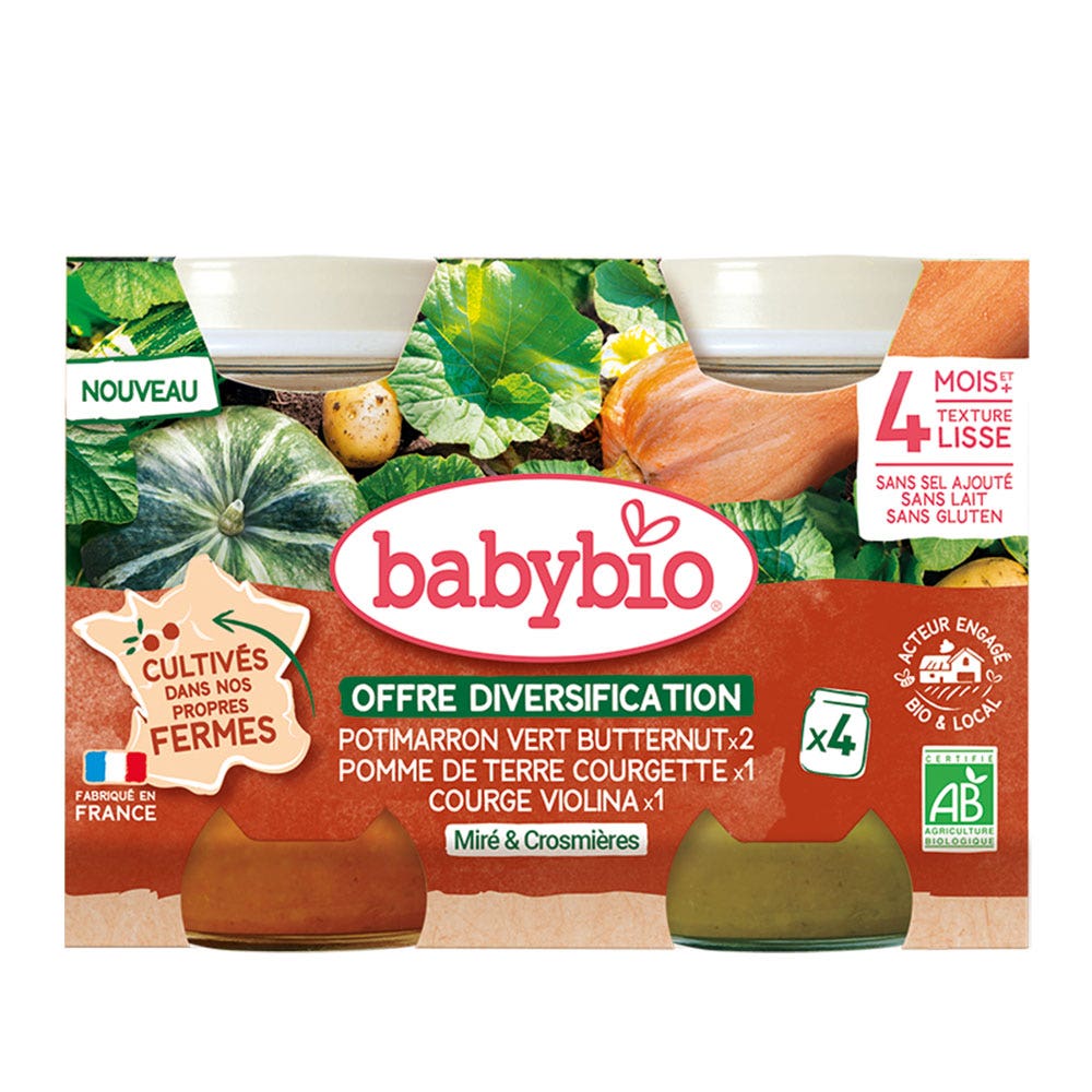 Babybio Verduras Pack granjas a partir de 4 meses 4 x 130 g