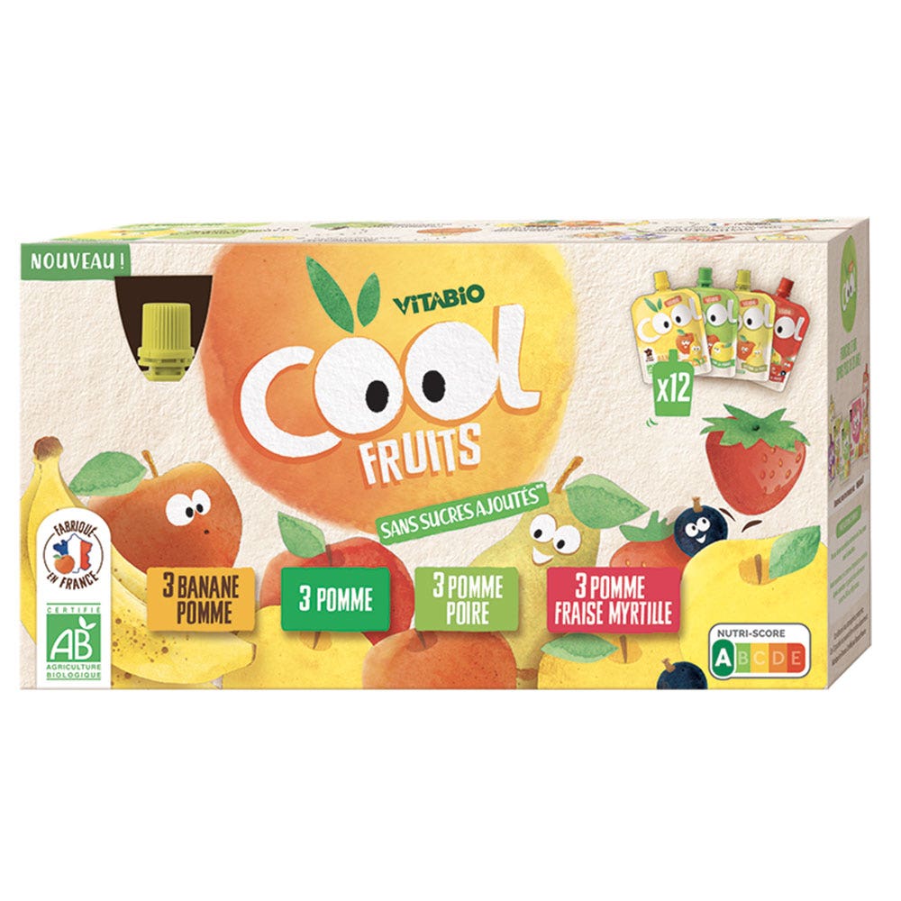 Vitabio Cool Fruits Compota en calabazas para niños A partir de 3 años 12x90g