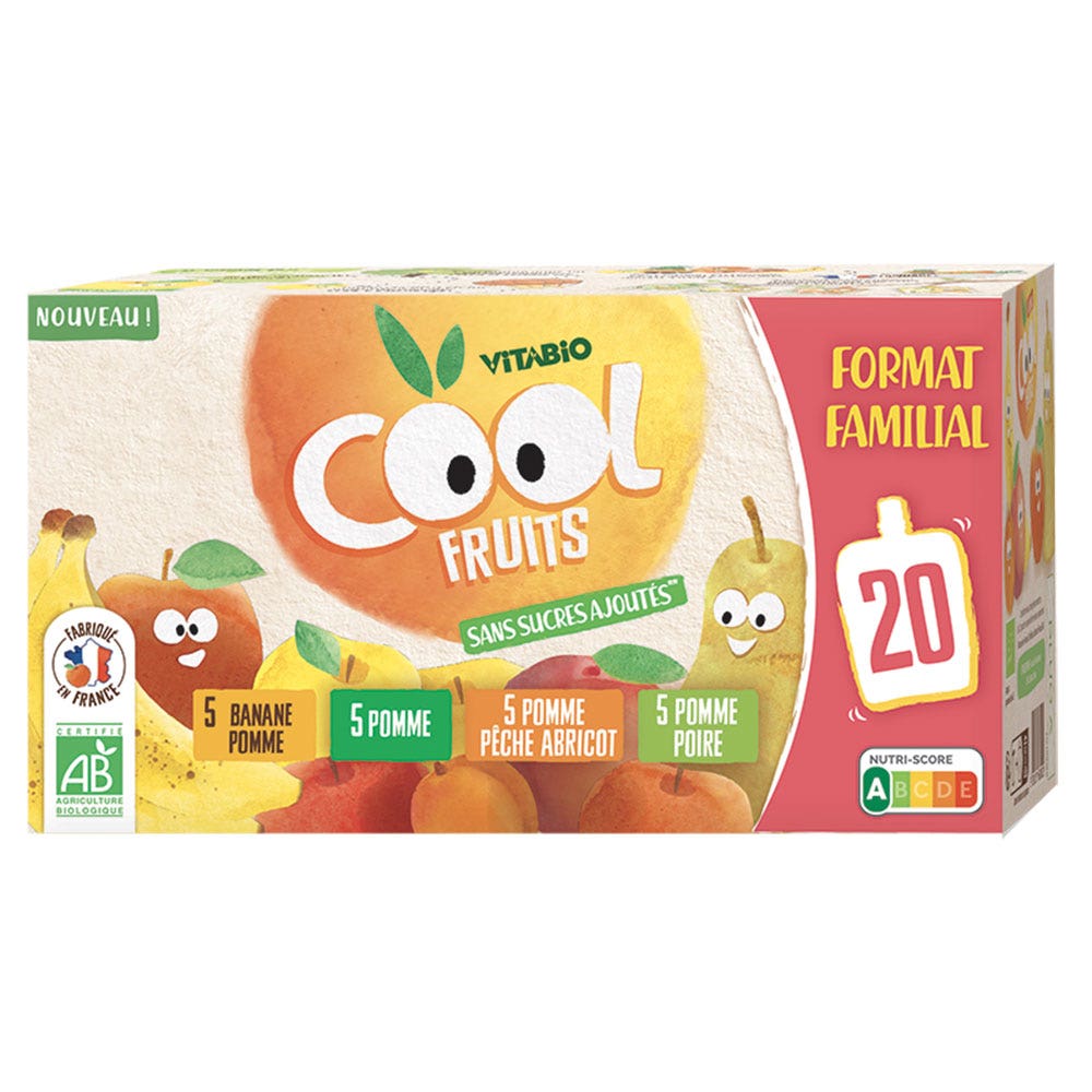 Vitabio Cool Fruits Compota en calabazas para niños A partir de 3 años 20x90g