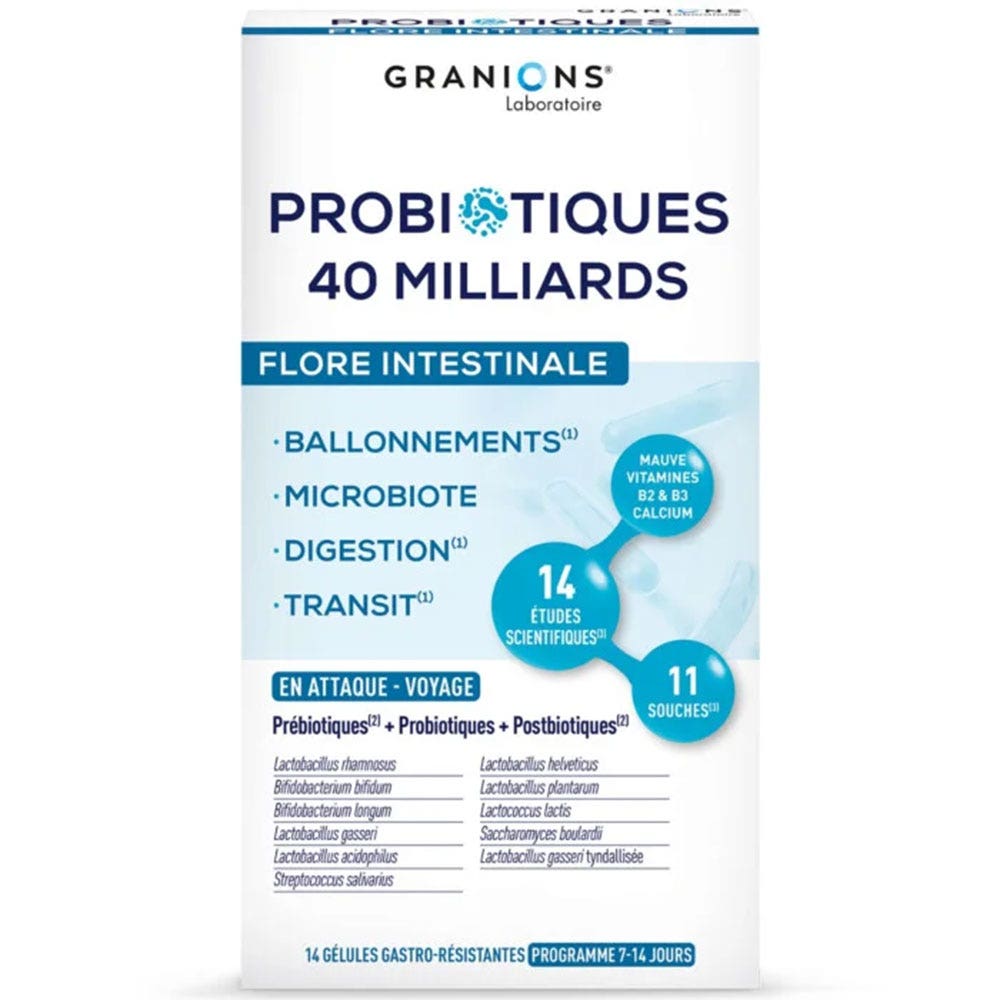 Granions Probióticos flora intestinal viaje formato 7 días 14 cápsulas