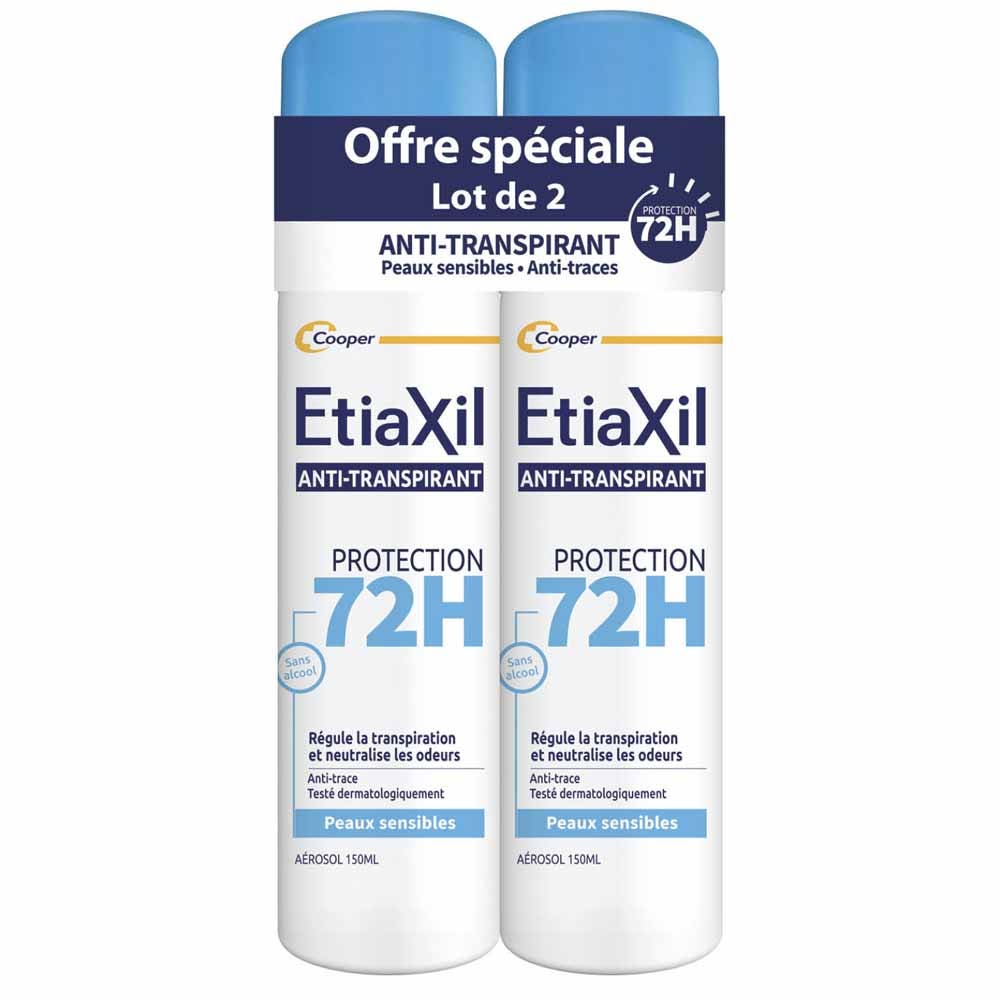 Etiaxil Antitranspirante Desodorante aerosol protección 72h piel sensible 2 x 150 ml