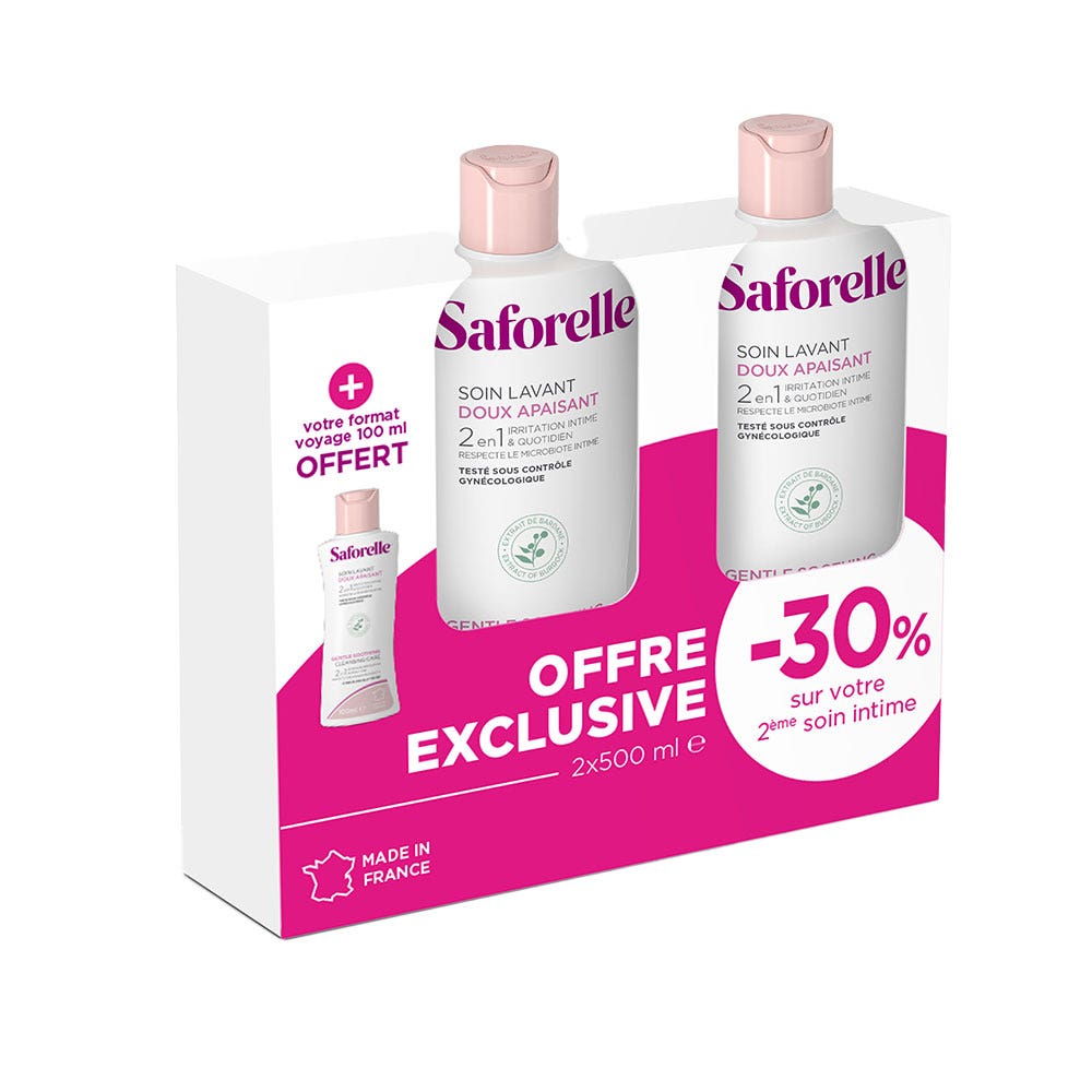 Saforelle Gel limpiador suave para pieles sensibles o irritadas 2 x 500 ml