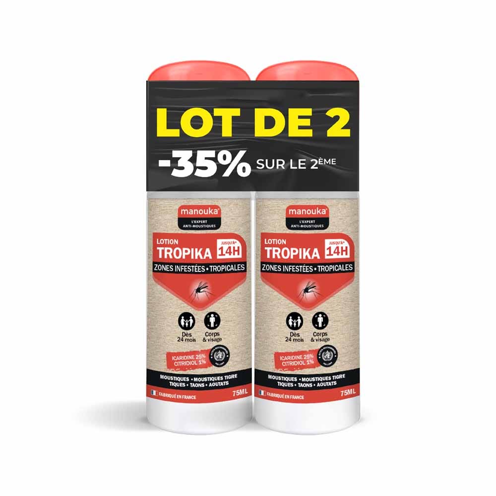 Manouka Loción Tropika spray repelente de mosquitos para adultos todas las zonas 2 x 75 ml