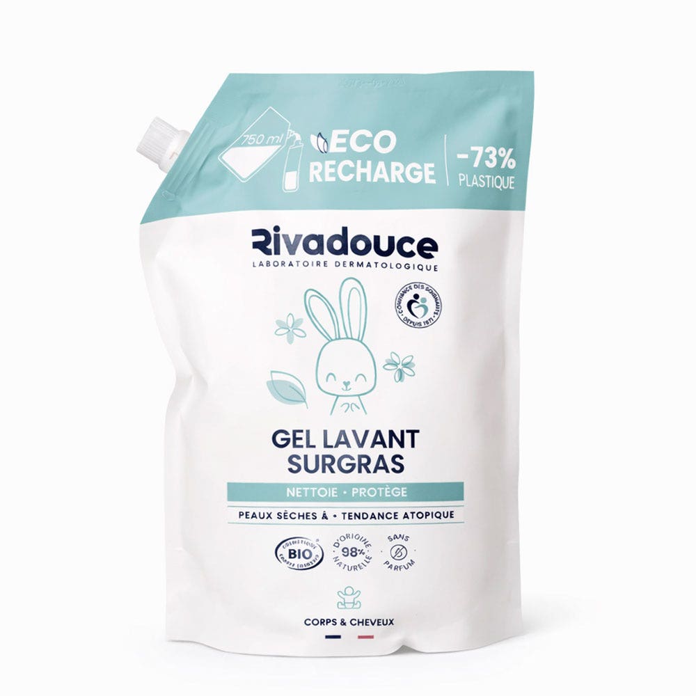 Rivadouce Écorecharge Gel lavant surgras Bio sin perfume 1 l