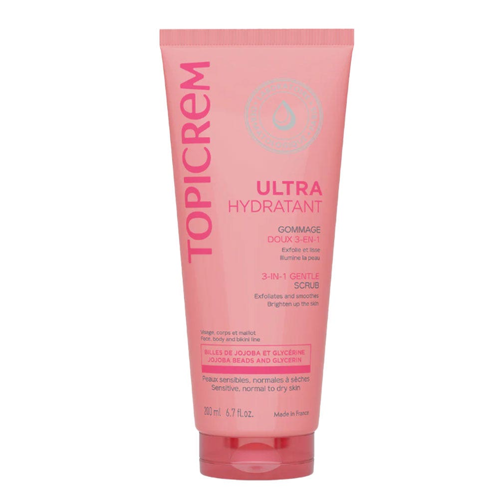 Topicrem Douceur Exfoliante 3 en 1 rostro, cuerpo y escote 200 ml