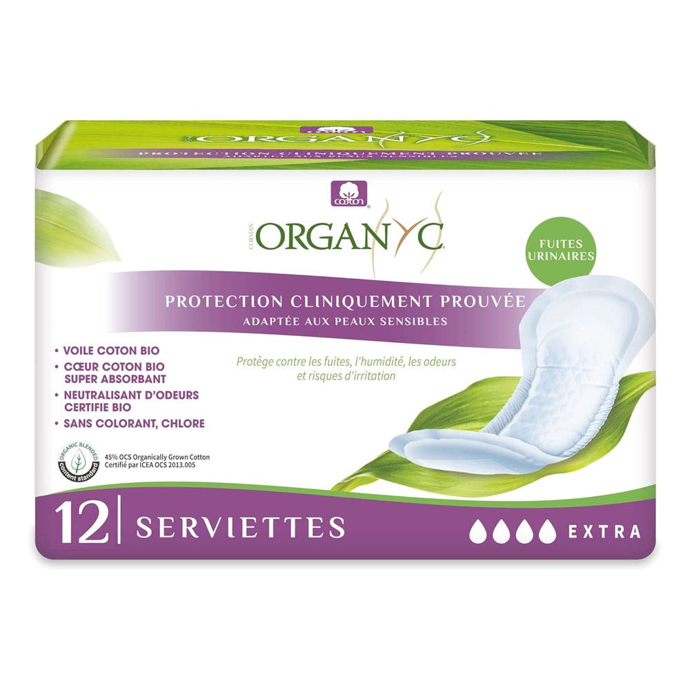 Organyc Extra almohadillas para incontinencia urinaria x12