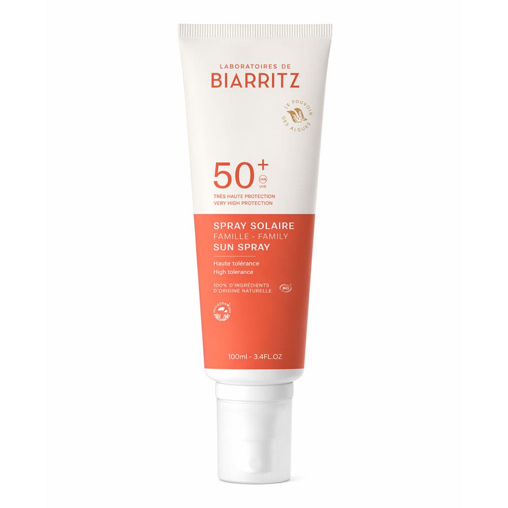 Laboratoires De Biarritz Solares Spray solar familiar SPF50+ bio Très haute protection naturelle 100 ml