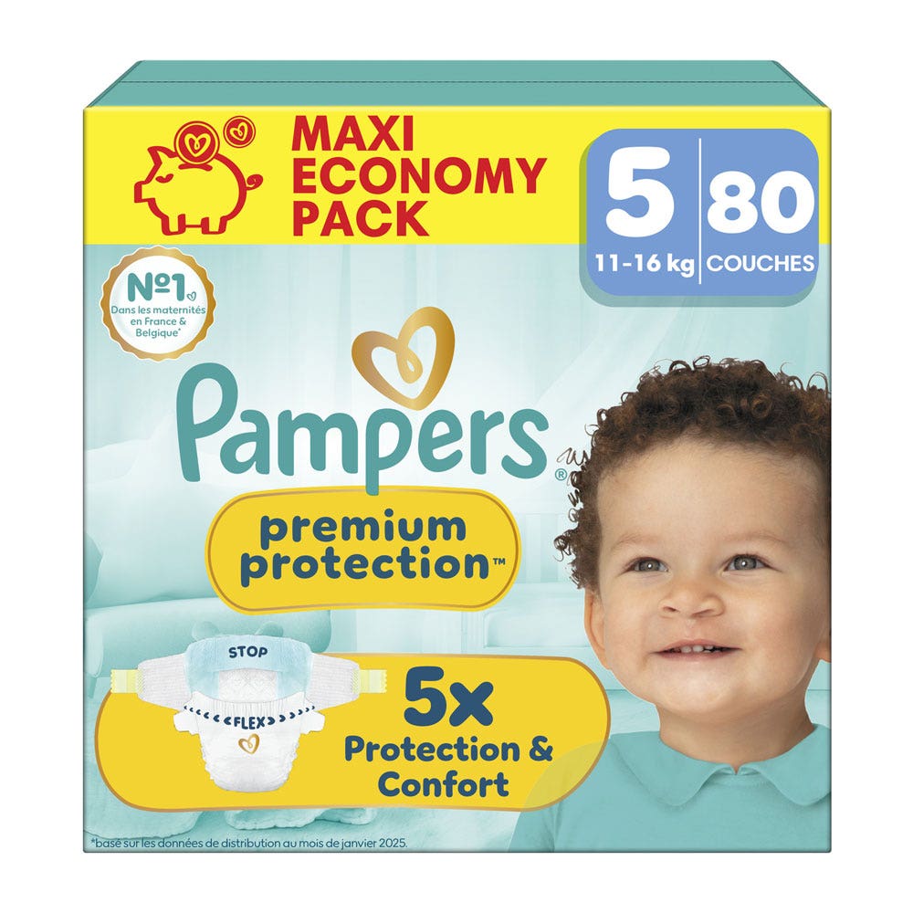 Pampers Premium Pañales Talla 5 (11-16 kg) 80 unidades
