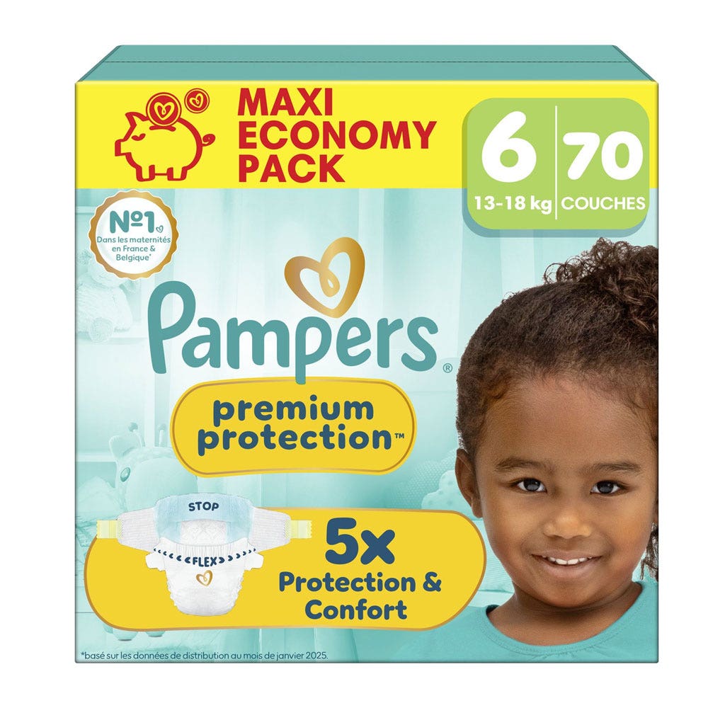 Pampers Premium Pañales Talla 6 (13-18 kg) 70 unidades