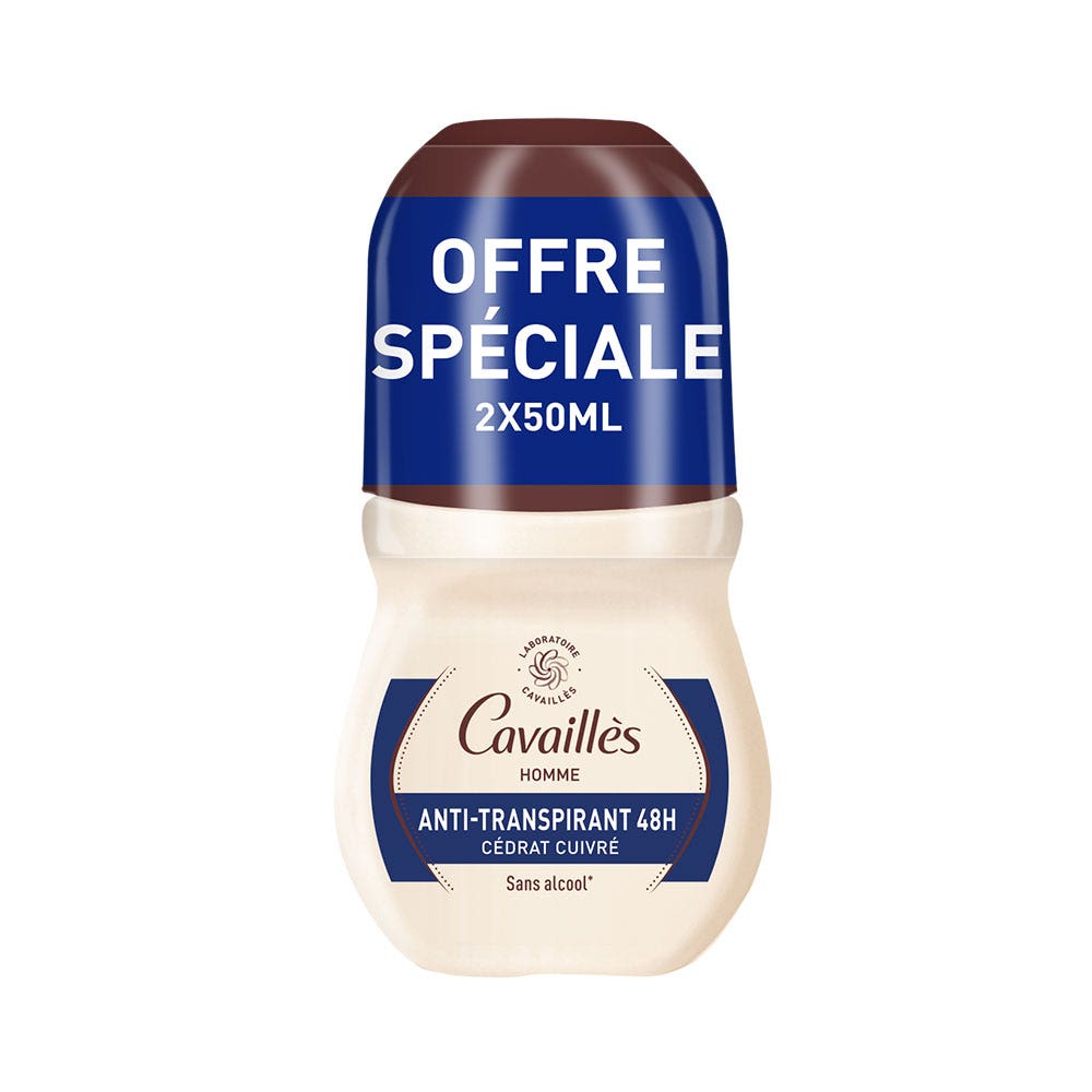 Cavaillès Absorb + Desodorante regulador 48h roll-on Homme Absorb+ 2x50ml