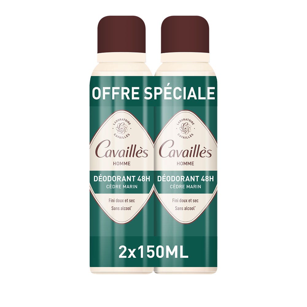 Cavaillès Desodorante Masculino Spray Frescor 48H 2x150 ml