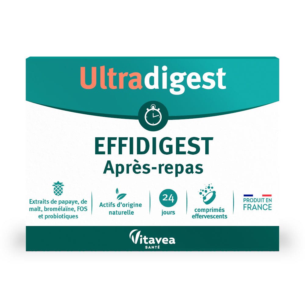 Vitavea Santé UltraDigest Effidigest después de comer 24 comprimidos efervescentes