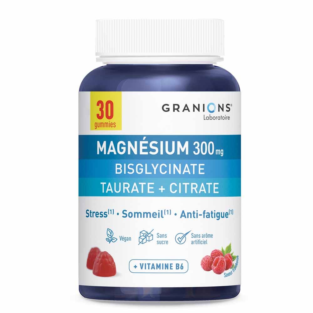 Granions Magnésium bisglicinato 300mg estrés frambuesa 30 gominolas