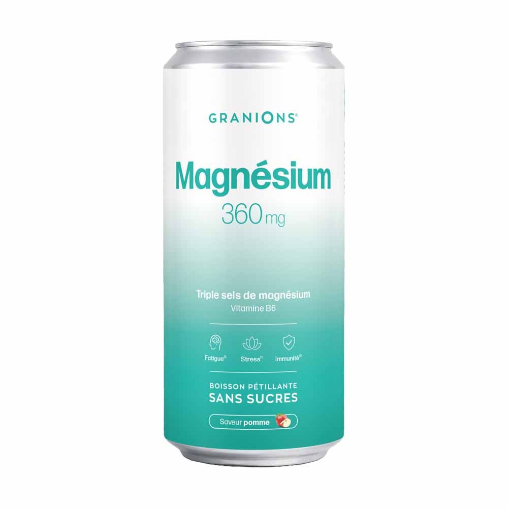 Granions Bebida efervescente magnesio 360 mg estrés fatiga inmunidad sabor manzana 330 ml