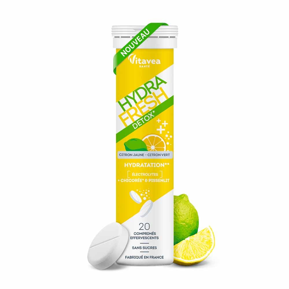 Vitavea Santé Hidratación detox achicoria y diente de león sabor limón amarillo 20 comprimidos efervescentes