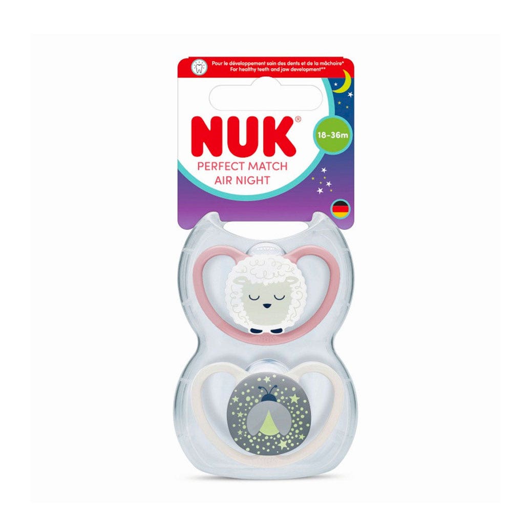Nuk Perfect Match Sucettes fisiológicas Noche 18 a 36 meses 2 x