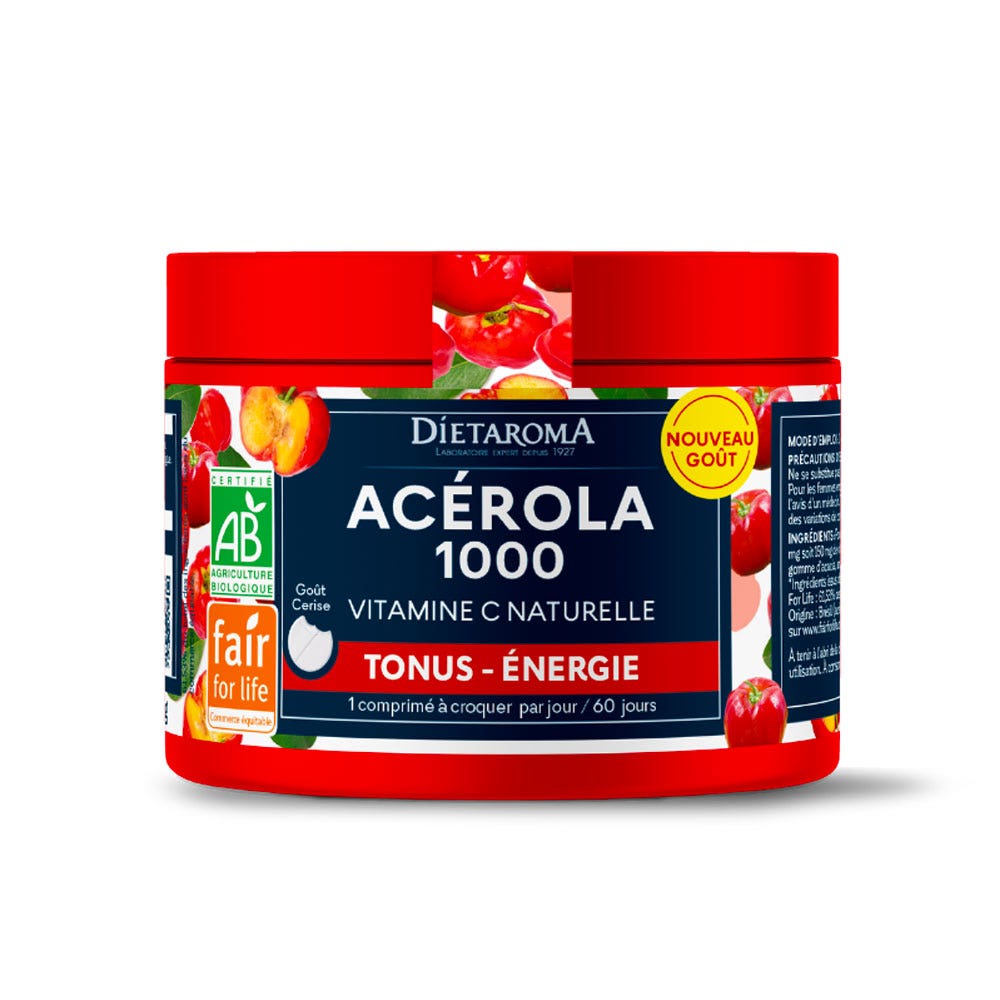 Dietaroma Acerola 1000 bio sabor cereza 60 comprimidos para masticar