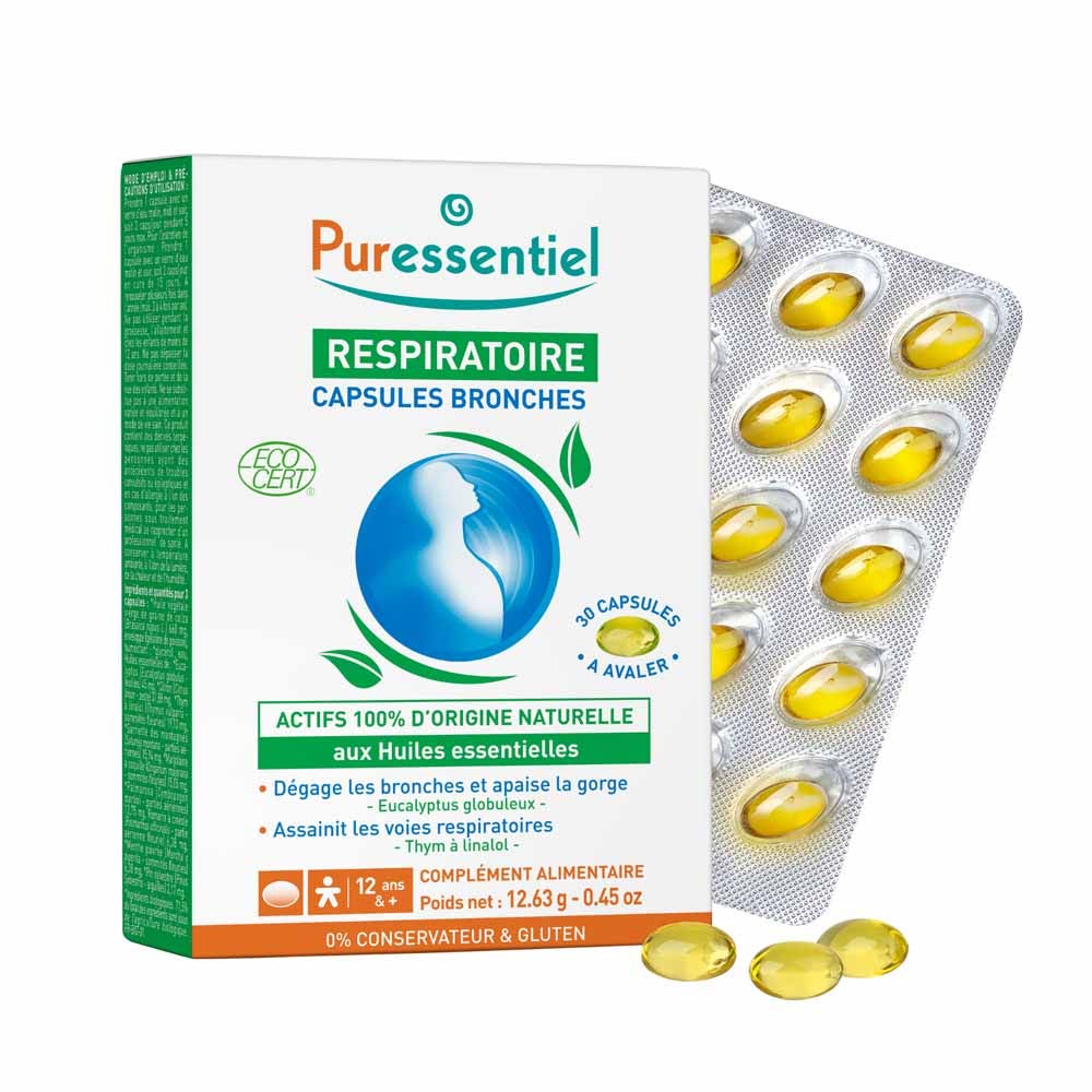 Puressentiel Respiración Cápsulas bronquiales Con Aceites Esenciales Ecológicos x30