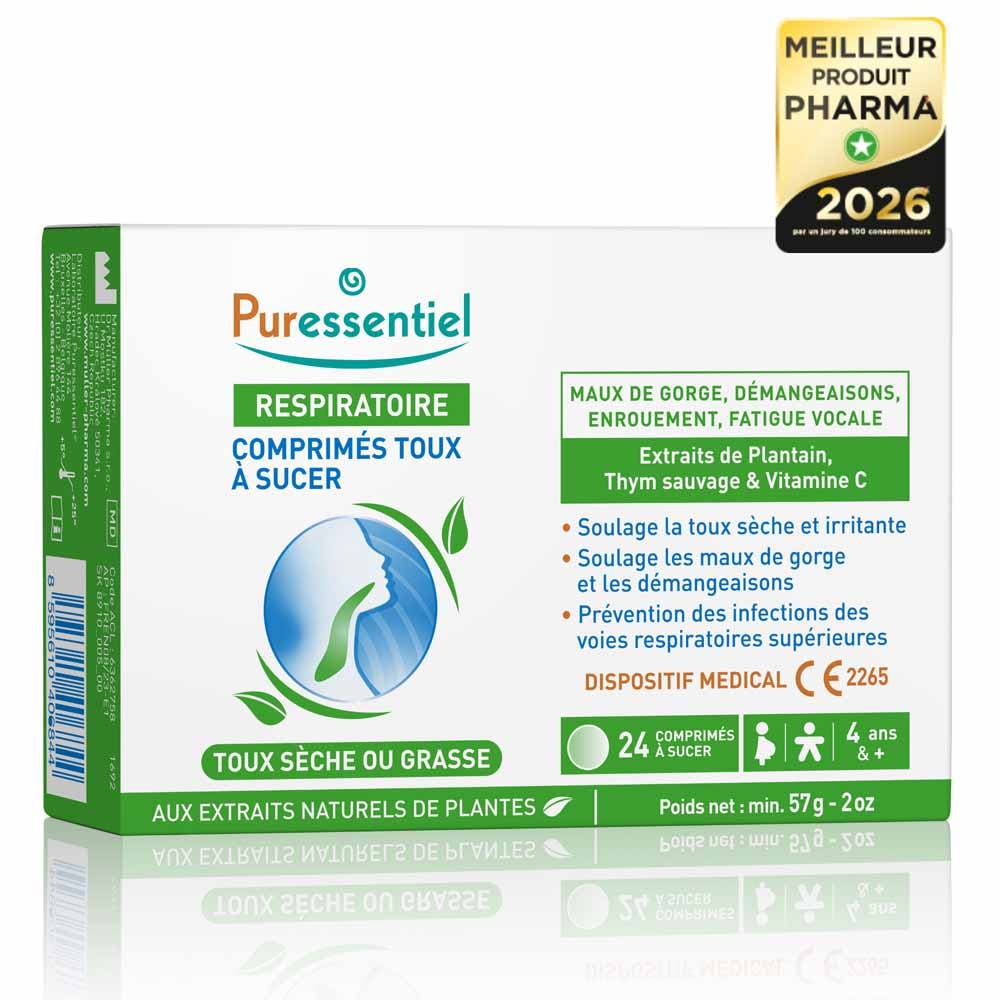 Puressentiel Respiración Tos seca o persistente 24 comprimidos masticables