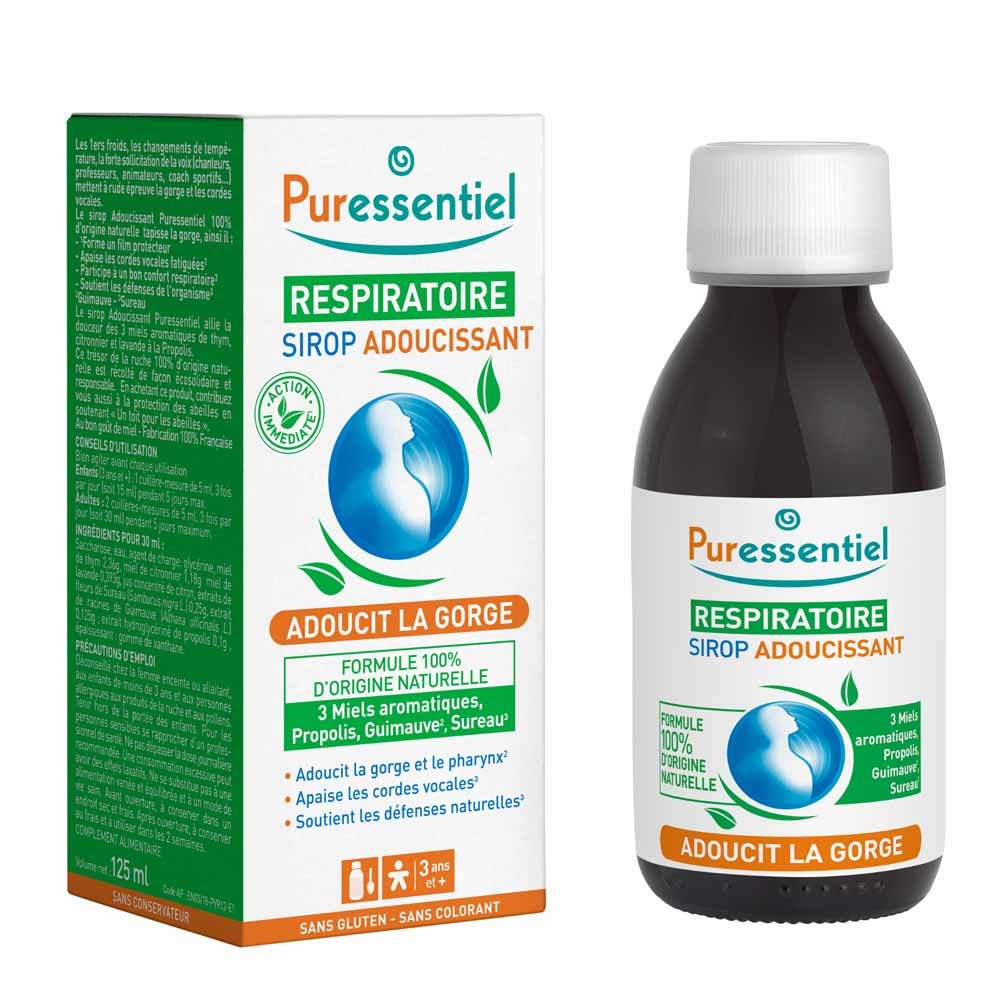 Puressentiel Respiración Jarabre suavizante para la garganta respiratoria 125 ml