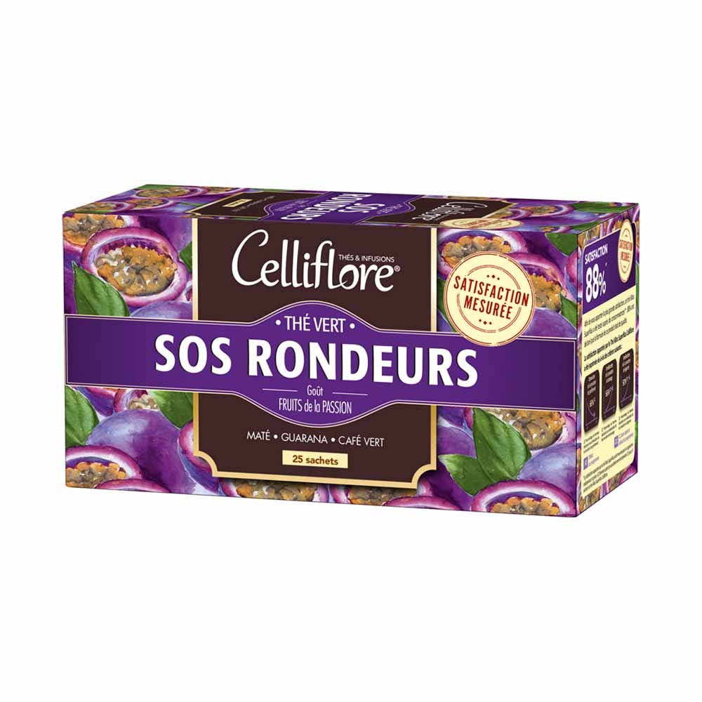 Juvamine Té verde SOS Roundness Sabor a fruta de la pasión 25 sobres