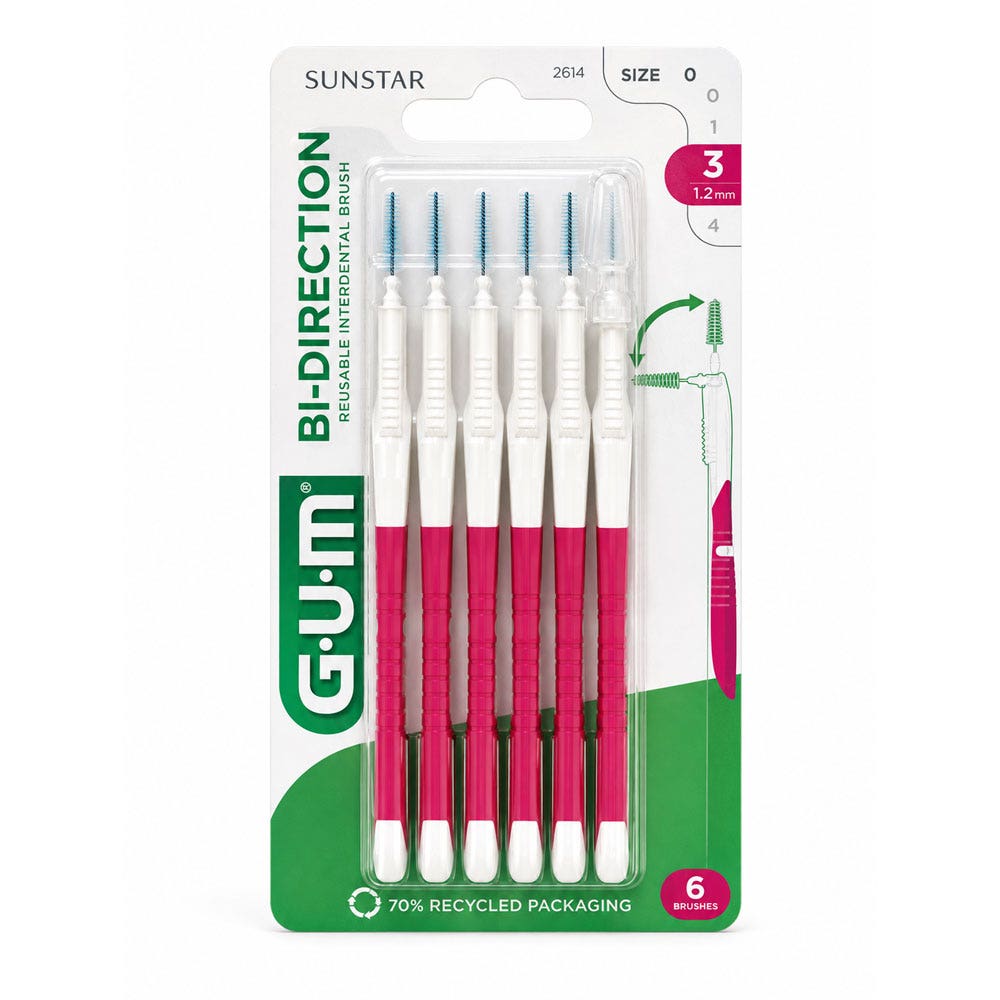Gum Proxabrush Cepillos interdentales 1.2 mm bidireccionales 6 x