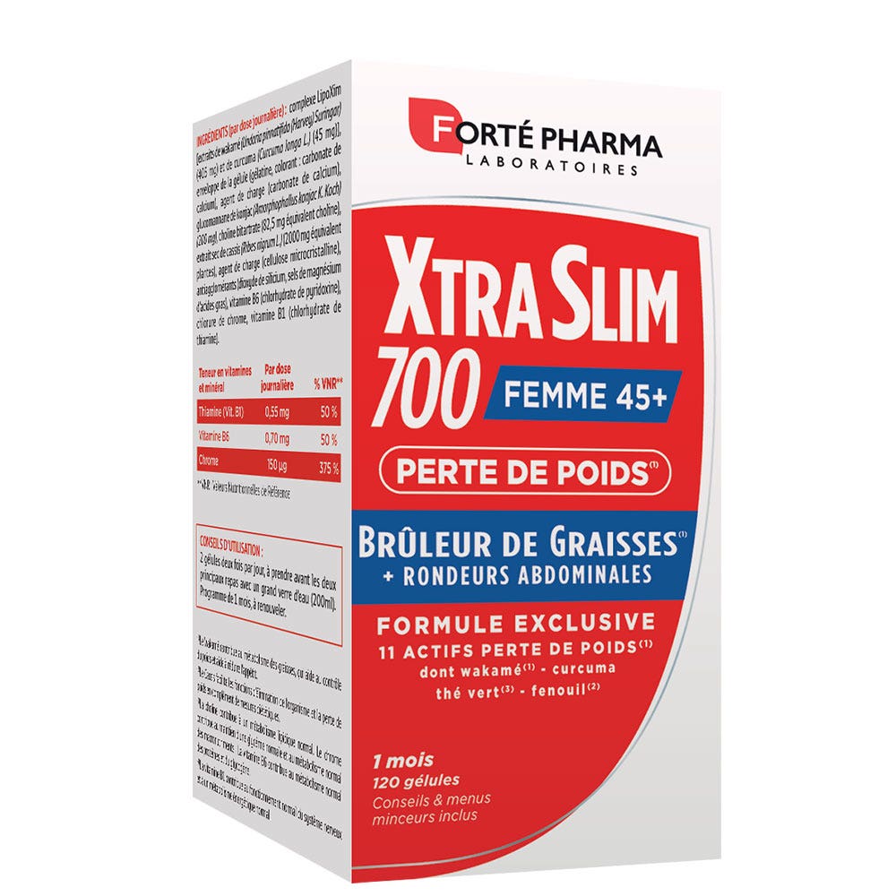 Forté Pharma XtraSlim Xtraslim 700 Mujer 45 Anos+ Capsulas Quemagrasas Rondeurs Abdominales 120 gélules