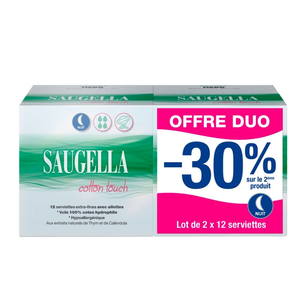 Saugella CottonTouch Salvaguardas extra finas con alas 2 x 12