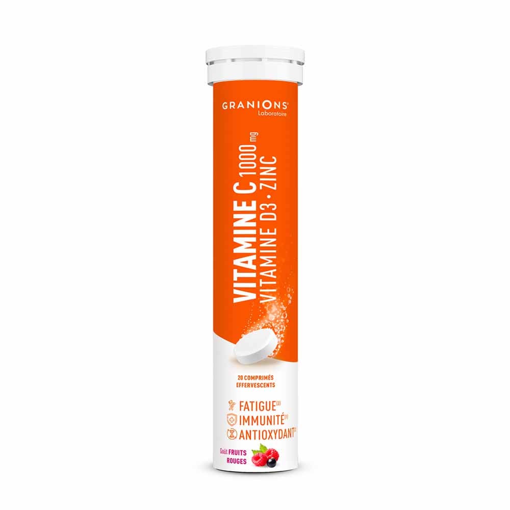 Granions Vitamina C 1000 mg D3 y zinc sabor frutos rojos 20 comprimidos efervescentes
