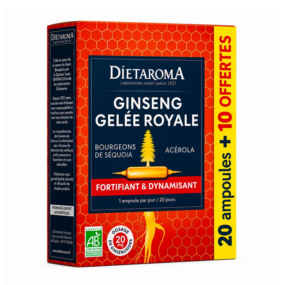 Dietaroma Ginseng jalea real acerola 20 + 10 ampollas de regalo