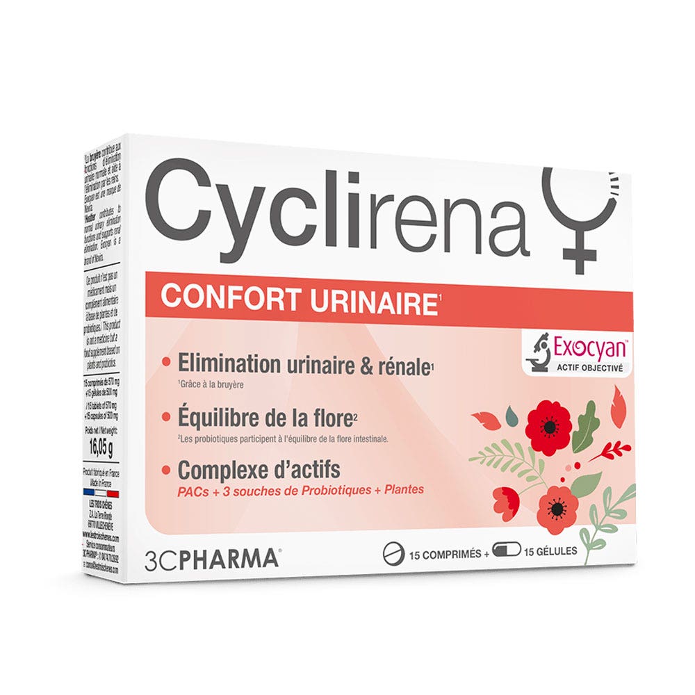 3C Pharma Cyclirena Confort urinario 15 comprimidos + 15 cápsulas