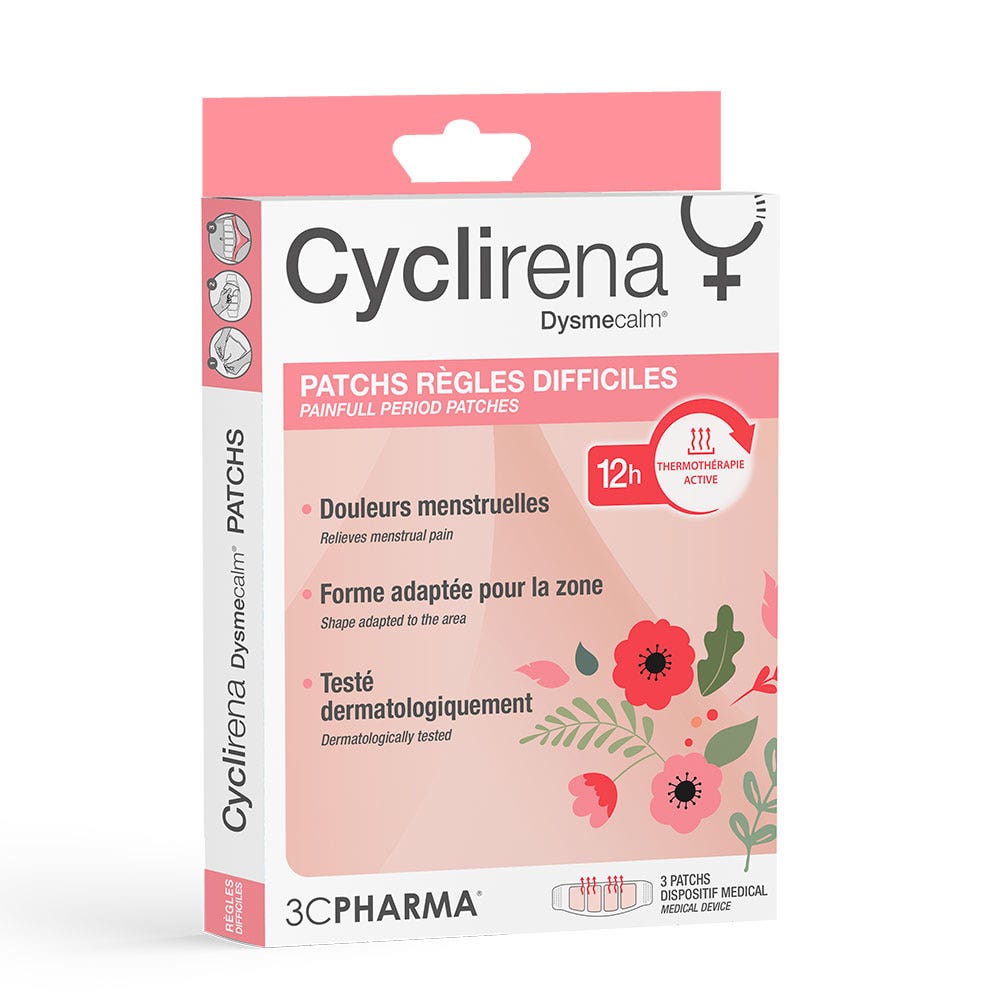 3C Pharma Cyclirena Patchs reglas difíciles 3 x