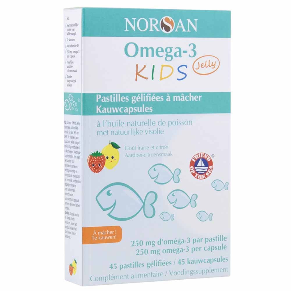Norsan Oméga 3 Kids gominolas sabor fresa limón para masticar 45 pastillas