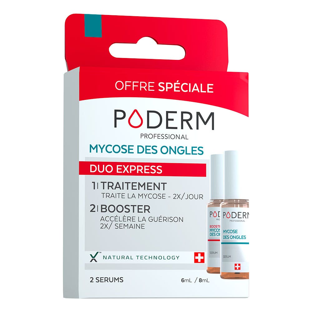 Poderm Mycose de las uñas Duo Express Tratamiento 8 ml + Booster 6 ml